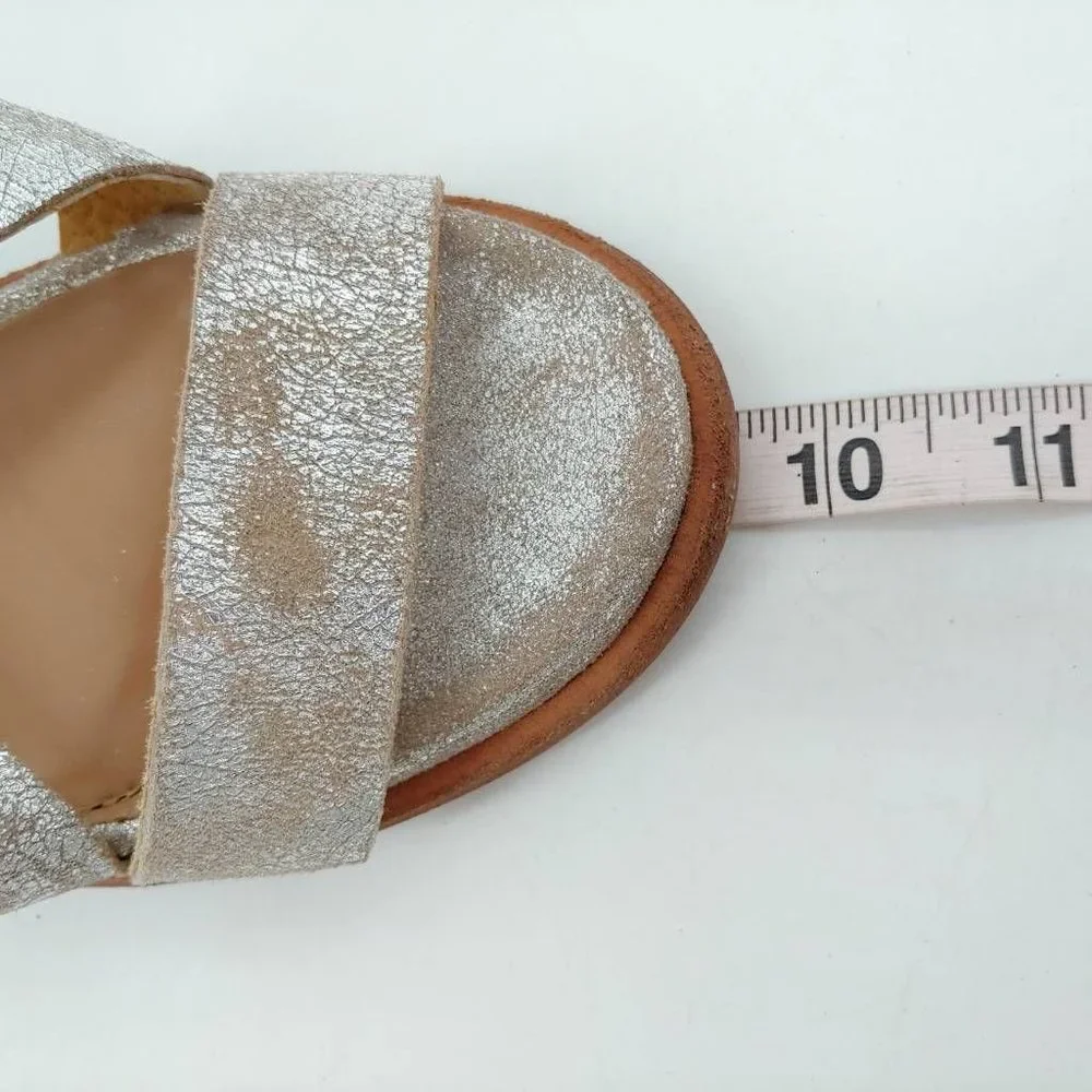 Diba True Womens Hey You Sandal Block Heels Shoes Metallic Zipper Leather 8 New - Picture 6 of 12